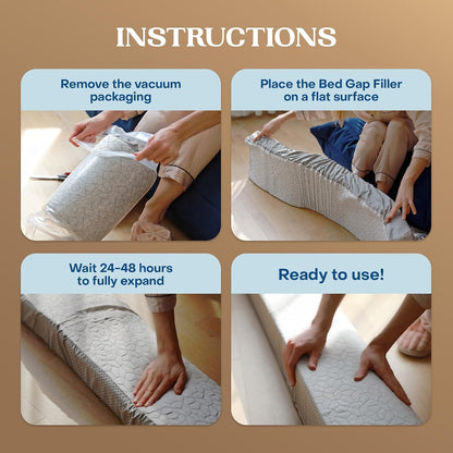 FeelAtHome Twin Bed Gap Filler, 0-8" Adjustable Headboard Wedge Pillow | Premium Foam Mattress Extender Closes The Crevice Between Wall & Bed. Ideal Gap Stopper for College Dorms & Guest Rooms