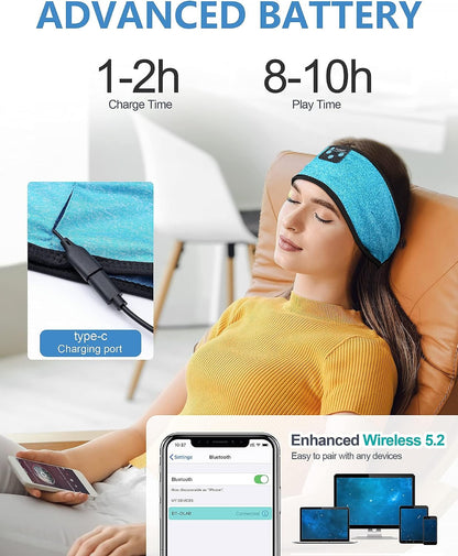 Sleep Headphones Headband, Bluetooth 5.4 Sleeping Headphones for Side Sleepers, Wireless Headband Headphones with Ultra-Thin Stereo Speakers for Sports, Workout, Travel, Meditation