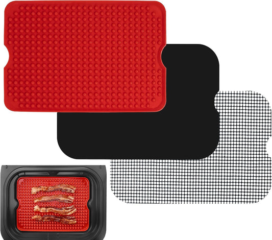 Air Fryer Liner Accessories for Ninja Foodi XL Smart FG551 6-in-1 Indoor Grill, Reusable Heat Resistant Mat for Air Fryer, Ninja Foodi Accessories, Easy Clean Replacement for Parchment Paper