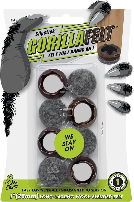 Slipstick Gorilla Felt Furniture Pads (189 Piece Variety Pack) Premium Furniture Pads & Chair Leg Floor Protectors for Hardwood Floors & Hard Surfaces