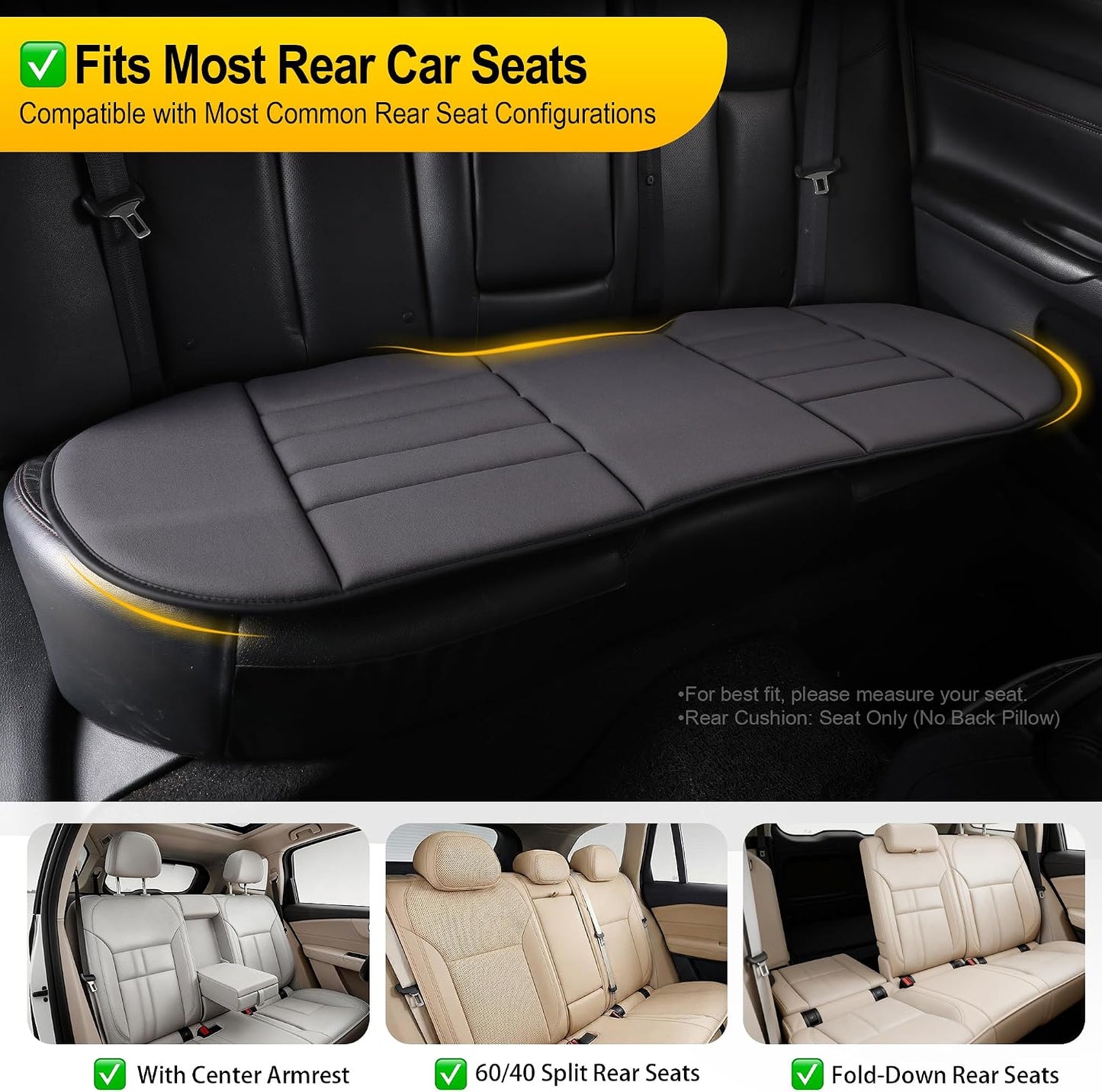 kingphenix Car Seat Cushion with Back Support Pillow, Memory Foam, Black | Memory Foam Car Cushion for Long Driving, Truck, Office Chair, Tailbone and Lower Back Support