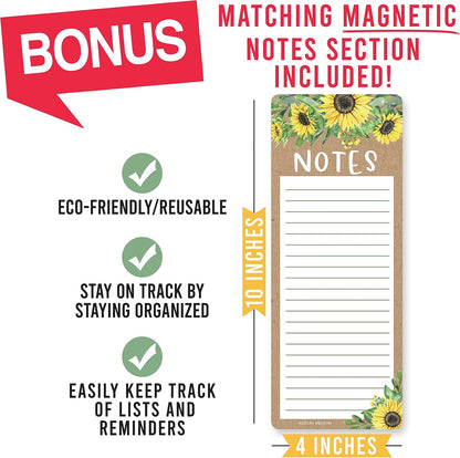 Hadley Designs Magnetic Calendar for Refrigerator - Kraft White Magnetic Dry Erase Calendar, Dry Erase Calendars for Wall, Magnet Fridge Calendars, Notepad for Fridge with Magnet