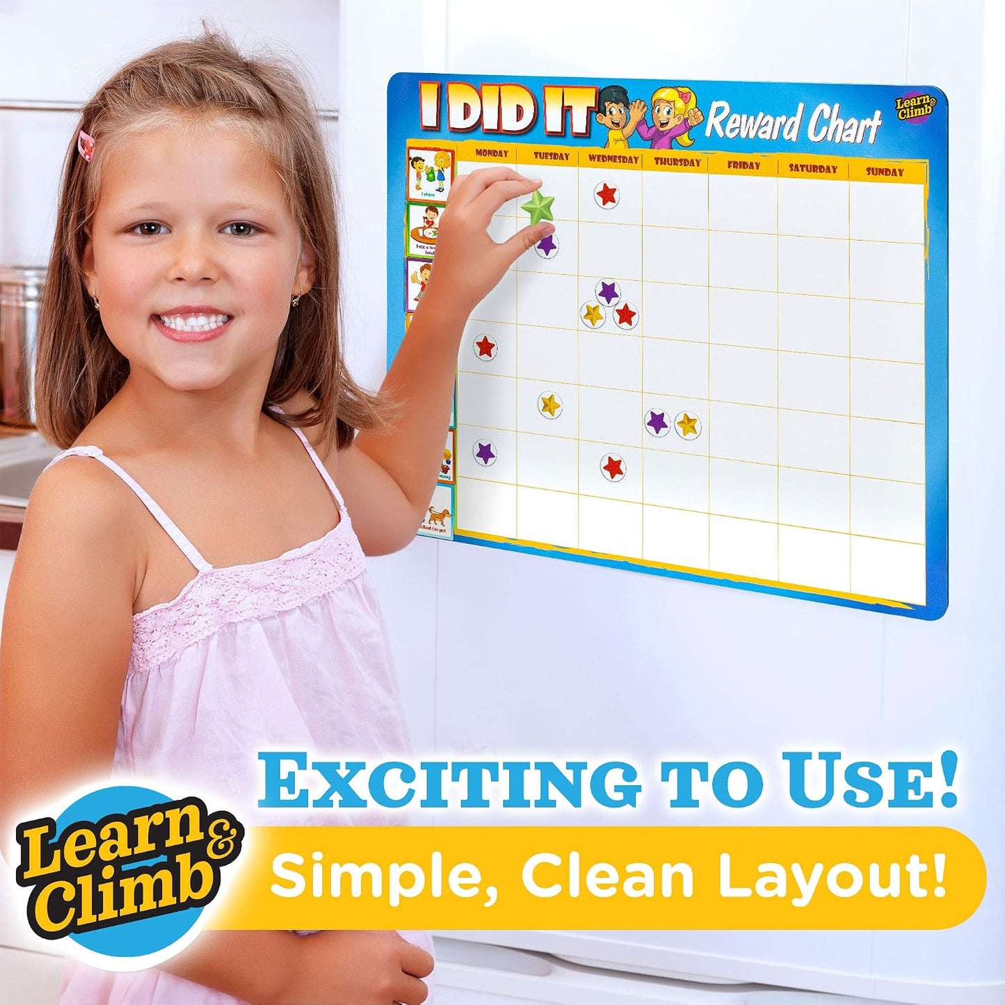 Behavior Reward Chart System - Pad with 26 Chore Charts for Kids, 2800 Stickers to Motivate Responsibility & Good Habits