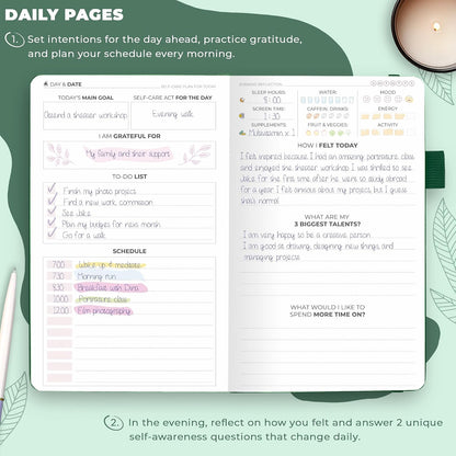 Clever Fox Self-Care Journal for Women, Daily Planner 5.8x8.3 Aquamarine | 3-month mental health journal, habit tracker, wellness journaling supplies for women & teen girls, gratitude & mood log