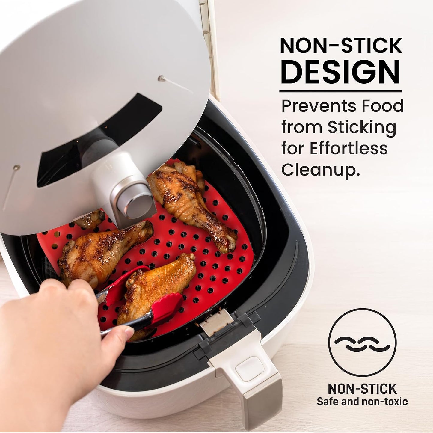 Lotteli Kitchen, Reusable Air Fryer Liners, 6.5 in Square, 3 Pack | Air Fryer Accessories - Square Silicone Liners for 2 QT Baskets - Dishwasher Safe, Non-Stick, No Scrubbing