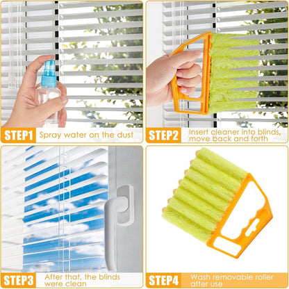 Geiserailie 2 Pcs Window Venetian Blind Cleaner Duster Tool Washable 7 Fingers Dusting Cleaner and Air Vent Shutter Brush Blinds Air Conditioner Fan Duster Dirt Housekeeping Tool (2 Color)