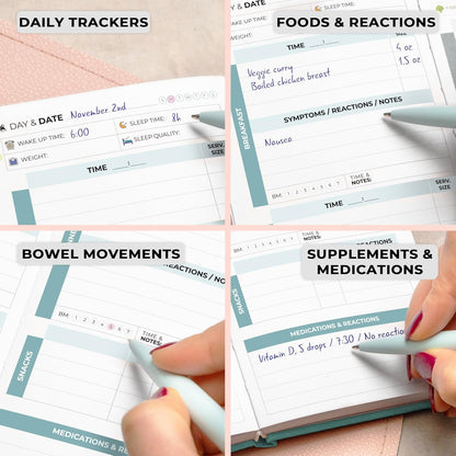 Clever Fox Food Sensitivity Journal & Symptom Diary, 8.5x11 Purple