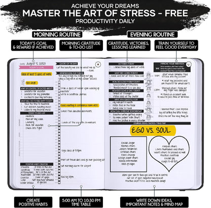Freedom Mastery Daily Journal of Gratitude, Productivity & Habit Tracker | Undated 90-Day Planner with Daily Reflection, Mindfulness, Positivity, Vision Board & Stickers, Gratitude Journal for Women