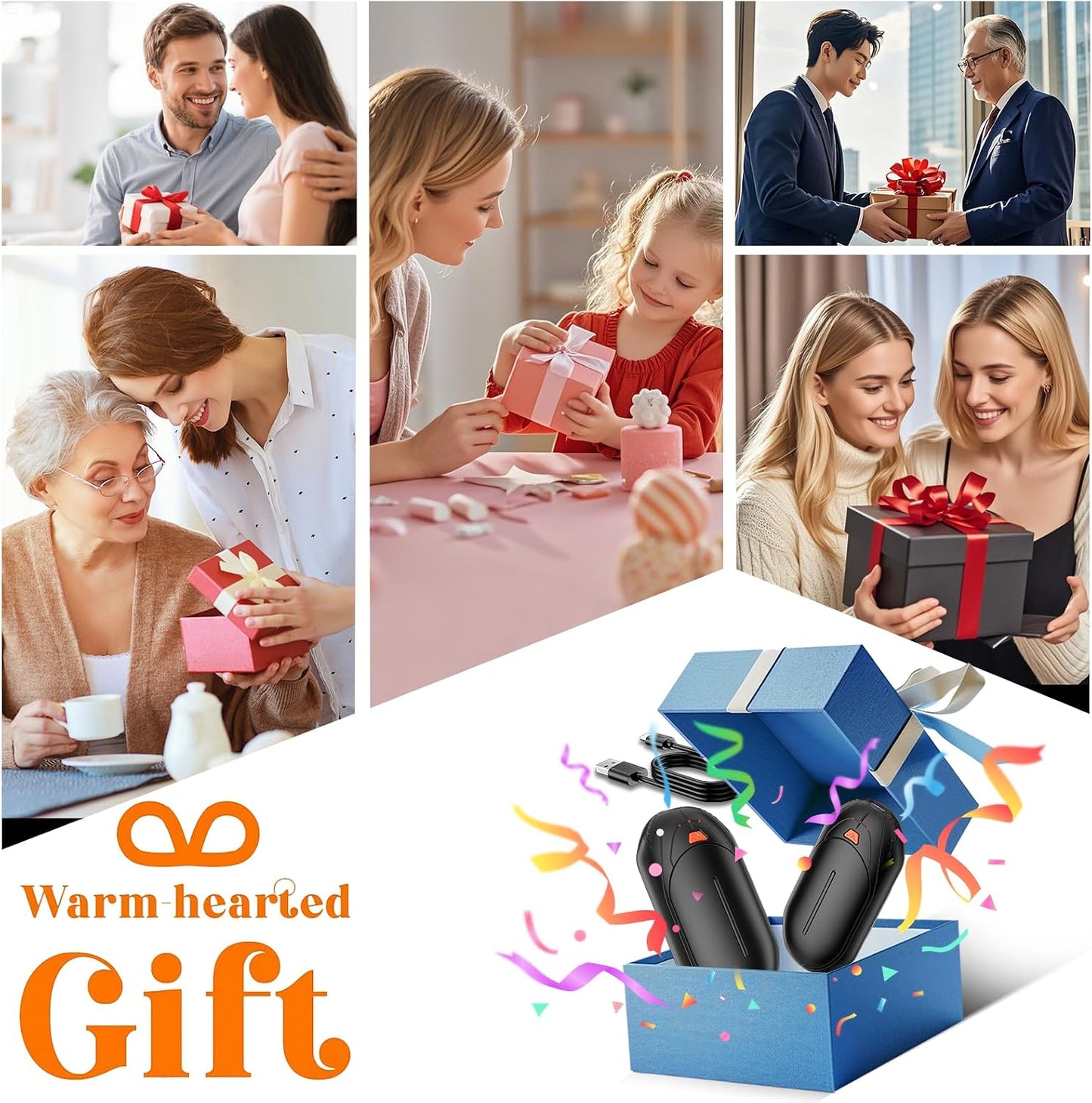 AI Hand Warmers Rechargeable 2 Pack, AI Smart Chips Electric Hand Warmers, 20Hrs Long Safe Heat, Portable Pocket Heater, Gifts for Christmas, Outdoor, Hunting, Golf, Camping Accessories