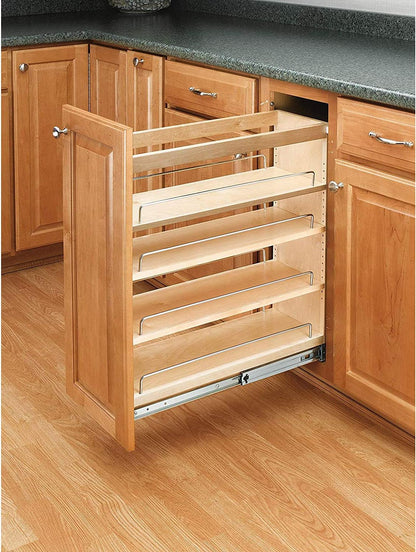 Rev-A-Shelf Pullout Kitchen Cabinet Organizer, Min Cabinet Opening 5.5" W | 5" W Slide Out Pantry Spice or Utensil Storage Rack with Adjustable Shelves for Base Cabinet Organization, 448-BC-5C