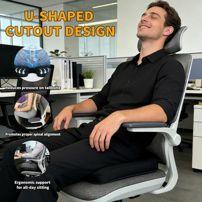 Coccyx & Tailbone Support Seat Cushion for Office & Car – Ergonomic U-Cutout Memory Foam for Sciatica, Pressure Relief, All-Day Comfort – Perfect for Desk Chair, Driving, Travel (Black)