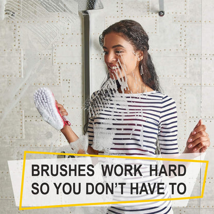 Scrub Brush Set of 3pcs - Cleaning Shower Scrubber with Ergonomic Handle and Durable Bristles - Grout Cleaner Brush - Scrub Brushes for Cleaning Bathroom/Shower/Tile/Kitchen/Floor/Bathtub/Carpet