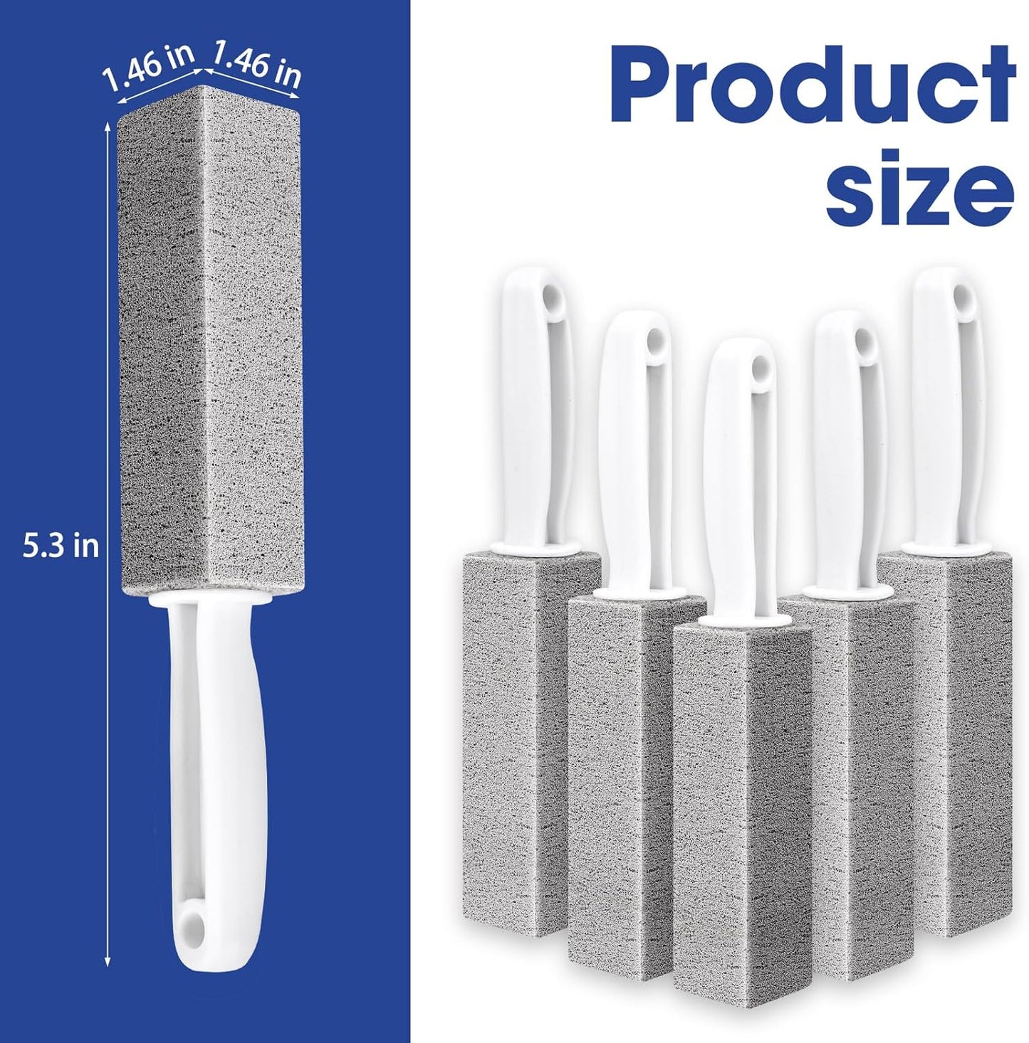 5 Pack Pumice Stone for Cleaning, Pumie Scouring Stick with Handle, Pumice Stone Toilet Bowl Cleaner, Hard Water Stain Remover for Toilet, Bathroom, Kitchen Sink, Grill
