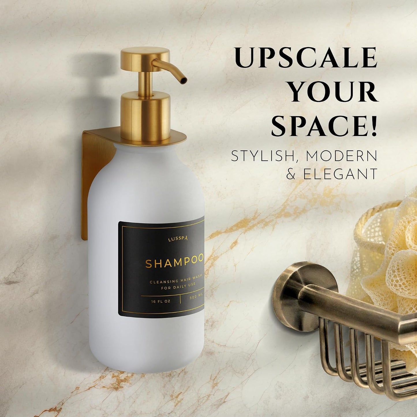 Shower Shampoo Dispenser Wall Mounted – 3 Refillable 16.9 oz Clear Bottles with Stainless Steel Pumps & No-Drill Adhesive Holders – Soap Dispenser Set for Bathroom (3 X Clear/Silver)