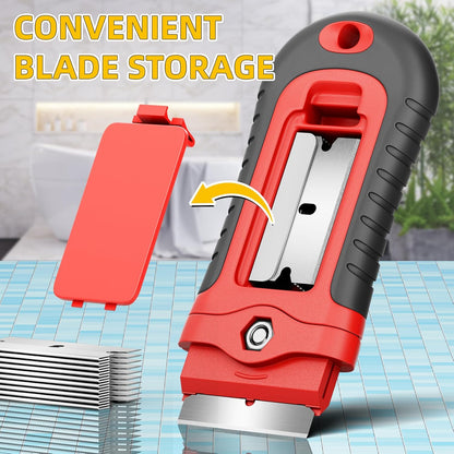 DIYSELF 1 Pack Razor Blade Scraper with 15 Extra Blades, Scraper Tool for Cleaning Window, Paint, Cooktop, Oven, Glass Stove Top Scraper, Razor Scraper with Buit-In Blade Storage | Razor Scraper for Cleaning Window, Paint, Cooktop, Oven, Glass Stove Top