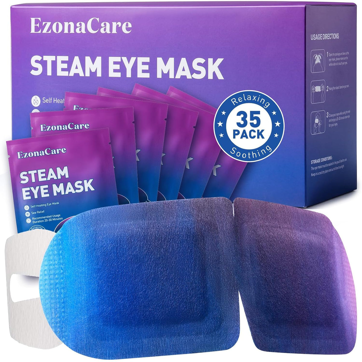 45-Min Self-Heating Steam Eye Masks for Dry Eyes & Stye 20 Pack