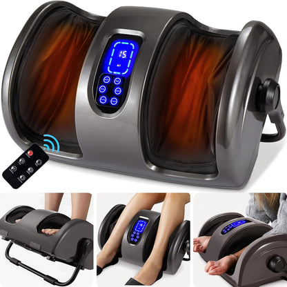 Best Choice Products Shiatsu Foot Massager with Heat for Plantar Fasciitis & Neuropathy, Kneading Foot & Calf Massager with Remote, 360° Adjustable Handle, Rolling & Compression Massage - Navy