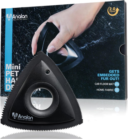 Mini Pet Hair Remover for Car Detailing Dog Hair Tool Brush(Black) | Deep Cleaning, Reusable Rubber, Gentle on Fabrics, Triangle Design For Car Interiors, Couch, Rugs, Carpet, Mats & Furniture