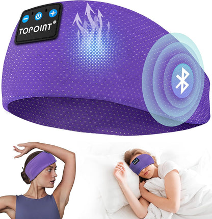 Sleep Headphones Headband Bluetooth 5.4, TOPOINT Sports Headband Earphones Sleeping Bluetooth Wireless with USB C for Women Men Sports Gifts Workout Jogging Yoga Insomnia Air Travel Meditation