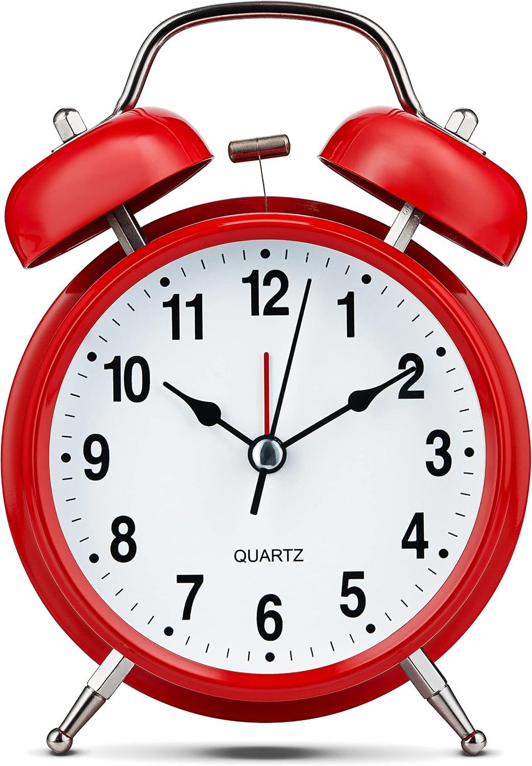 Bernhard Products Analog Alarm Clock 4" Twin Bell Vintage Navy Blue Silent Non-Ticking Quartz Battery Operated Extra Loud with Backlight for Bedside Table Desk, Retro Old Fashioned for Heavy Sleepers