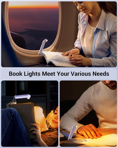 DEWENWILS USB Rechargeable Book Reading Light, LED Clip on Booklight Green | Blue Light Blocking, Amber & Warm White, Flexible Lighting Angle, Compact & Lightweight for Plane, Train, Car Traveling