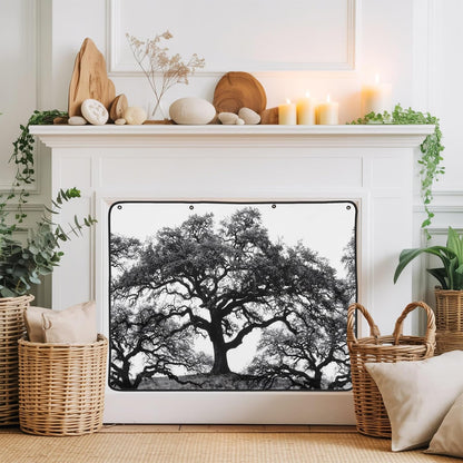 Magnetic Fireplace Cover Oak Tree Forest Fireplace Screen Decorative Black Deep Roots Branches Insulation Fireplace Blocker Blanket Save Energy Fireplace Draft Stopper Covers for Living Room 36x30