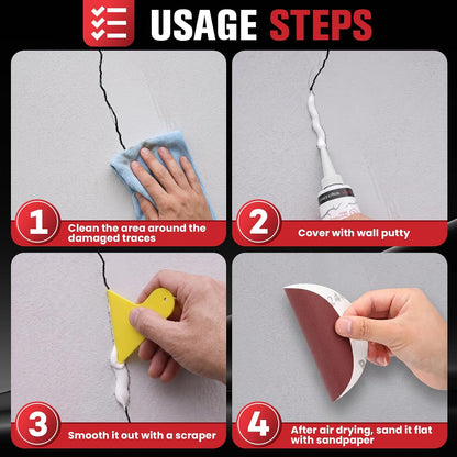 Drywall Repair Kit 30 Pack, 2/4/6/8 inch Drywall Repairs Patch, Dry Wall Patch with Scraper and Sandpaper for Drywall Repair Patch Kit