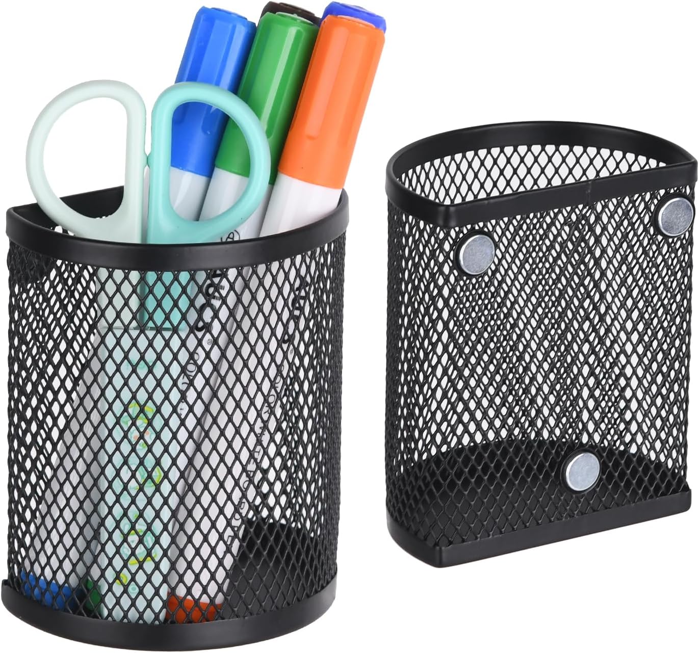 LUCYCAZ Magnetic Pencil Holder - Locker Accessories, 2 Pack Magnetic Pen Holder for Refrigerator for Home School and Office, Black | Locker Organizer Accessories, Powerful Magnet Pen Holder for Whiteboard,Refrigerator,Locker,Kitchen,Home,and Office Black