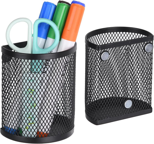 LUCYCAZ Magnetic Pencil Holder - Locker Accessories, 2 Pack Magnetic Pen Holder for Refrigerator for Home School and Office, Black | Locker Organizer Accessories, Powerful Magnet Pen Holder for Whiteboard,Refrigerator,Locker,Kitchen,Home,and Office Black