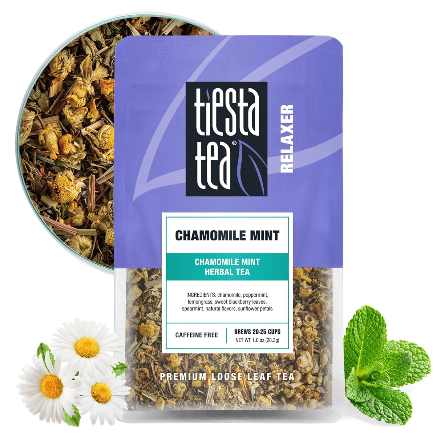Tiesta Tea - Lavender Chamomile Herbal Tea, Loose Leaf, Calming Blend with Chamomile, Lavender, and Lemongrass, Caffeine-Free Herbal, Great for Hot or Iced, Resealable Pouch, 25 Cups, 0.9 Ounce