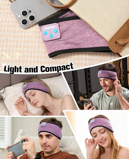 Voerou Sleep Headphones Bluetooth 5.4 Headband, Breathable Sports Headband Sleeping Headphones Eye Mask Music Earbuds, Perfect for Sleep Exercises Workout Yoga Travel, Cool Tech Gadgets Gifts for Men