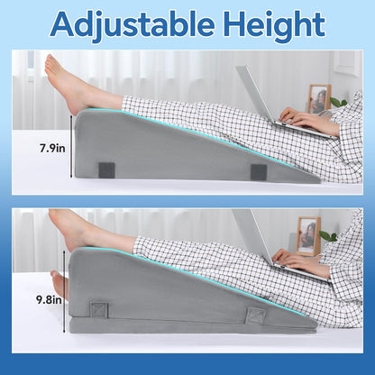 HOMBYS Leg Elevation Pillows for After Surgery, 2-in-1 Wedge Pillow with Leg Lifter for Hip Ankle Pain Relief, Adjustable Height Knee Surgery Recovery Equipment to Elevate Foot (Gray)