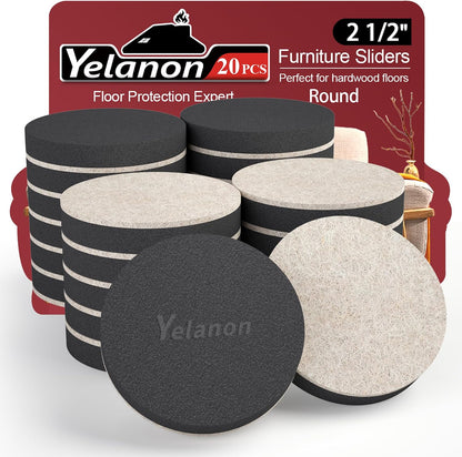 Furniture Sliders, 20pcs-3 1/2” Felt Furniture Sliders for Carpet, Furniture Pads Hardwoods Floors, Heavy Furniture Movers Sliders, Reusable Moving Pads, Floor Protectors for Carpet