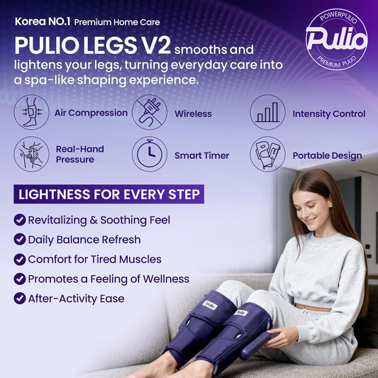 Leg Care Device V2 with New Controller Purple - 3 Modes, 3 Intensities - USB-C Rechargeable Cordless