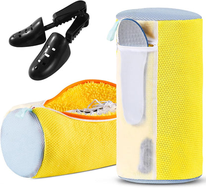 2 Pack XXL Shoe Washing Machine Bag, 700 GSM Heavy Duty Shoes Cleaning Bag with Anti-Tangle Mesh Pocket, 2 Adjustable Shoe Trees Keep Shape, Reusable Sneaker Laundry Bag for Frequent Wash, White