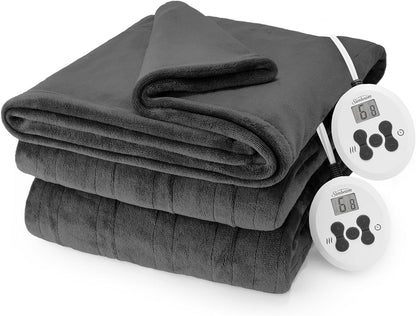 Sunbeam Royal Posh Dove Grey Heated Personal Throw / Blanket, Cozy-Warm, Adjustable Heat Settings
