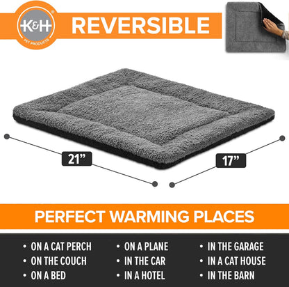 K&H Self-Warming Cat Bed Pad, Self Heating Pad, Small 21 X 17 Gray/ Black