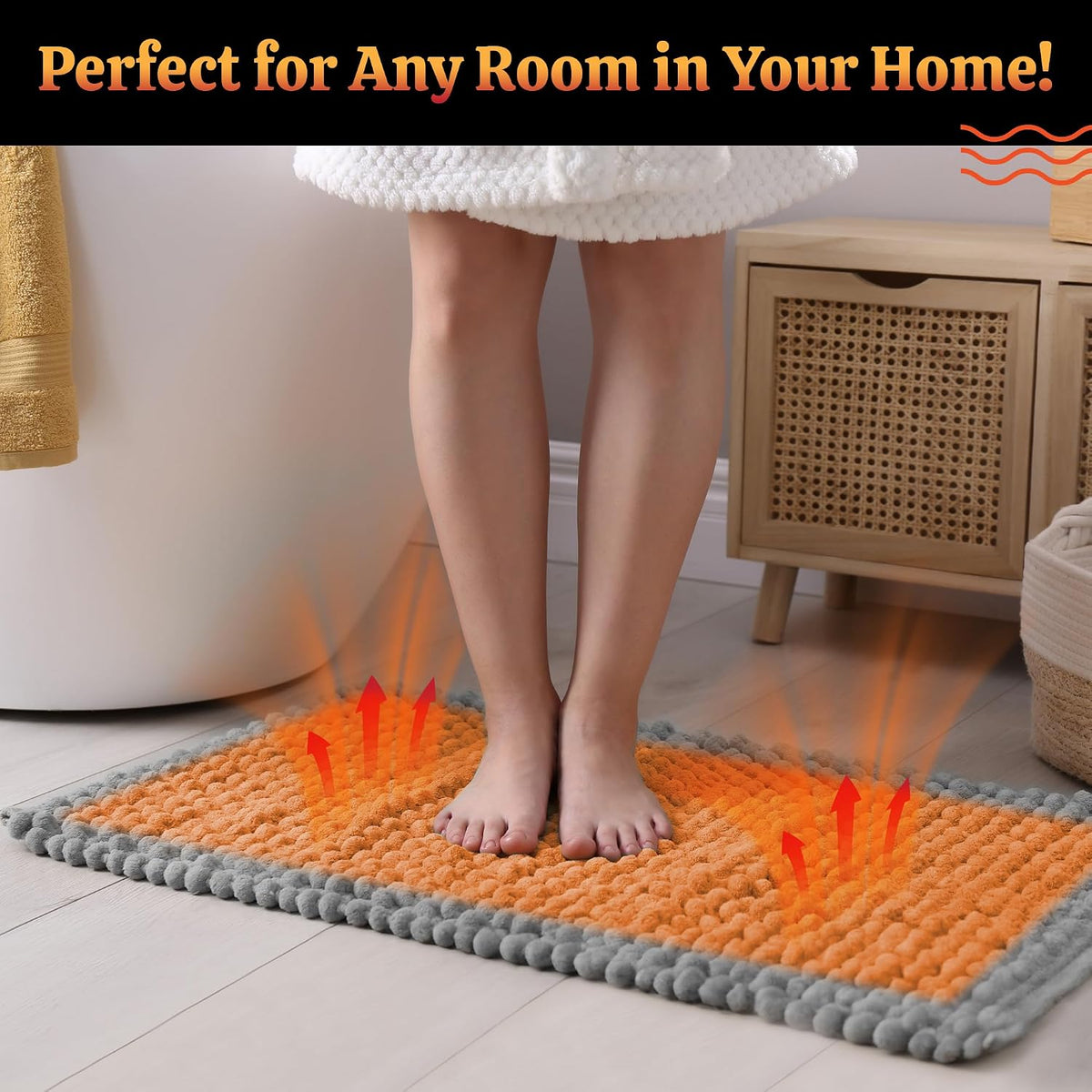 Portable Heated Floor Mat, Small (22x34 inches) Fits under a 2' x 3' Rug, Foot Warmer Under-Rug Pad for Heated Rug, Electric Radiant Floor Heater for Area Rugs