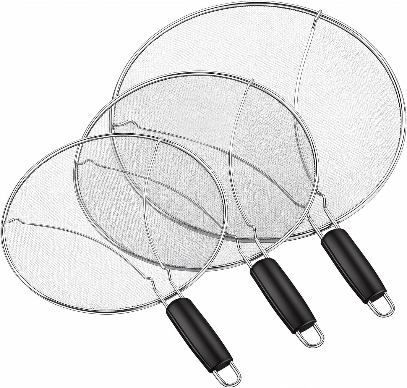 Splatter Screen for Frying Pan 13 Inch - Stainless Steel Grease Splatter Guard - Oil Splash Guard & Fine Mesh Cover for Cooking Bacon, Fried Chicken & Popcorn
