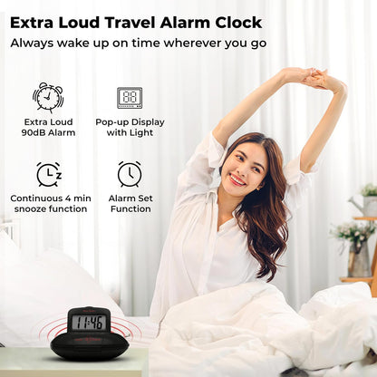 Sonic Alert Portable Loud Vibrating Alarm Clock, Black - SBP100B - Sonic Shaker Loud Vibrating Alarm Clock - Wake with a Shake