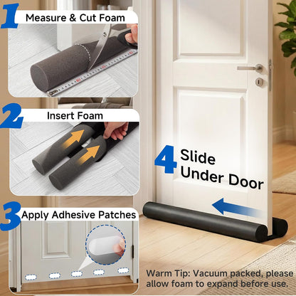 MAXTID Under Door Draft Stopper for Bottom of Doors 38" Black | Door Blocker Noise Reduce Light Cold Air Guard Breeze Sound Proof Door Sweep Door Seal Insulation Strip Gap Filler