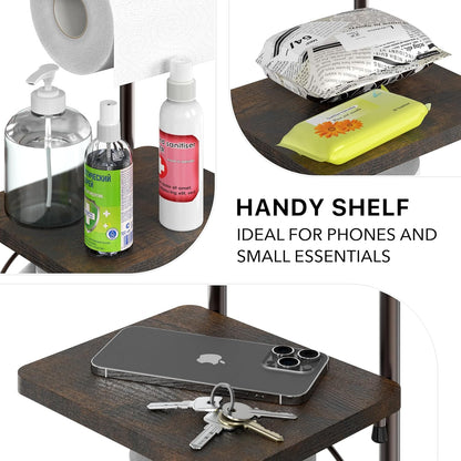 Simple Houseware English Style Toilet Paper Stand Holder w/Woodtop, Bronze | 4 Paper Rolls, 8.5" x 8.75" x 29.2"