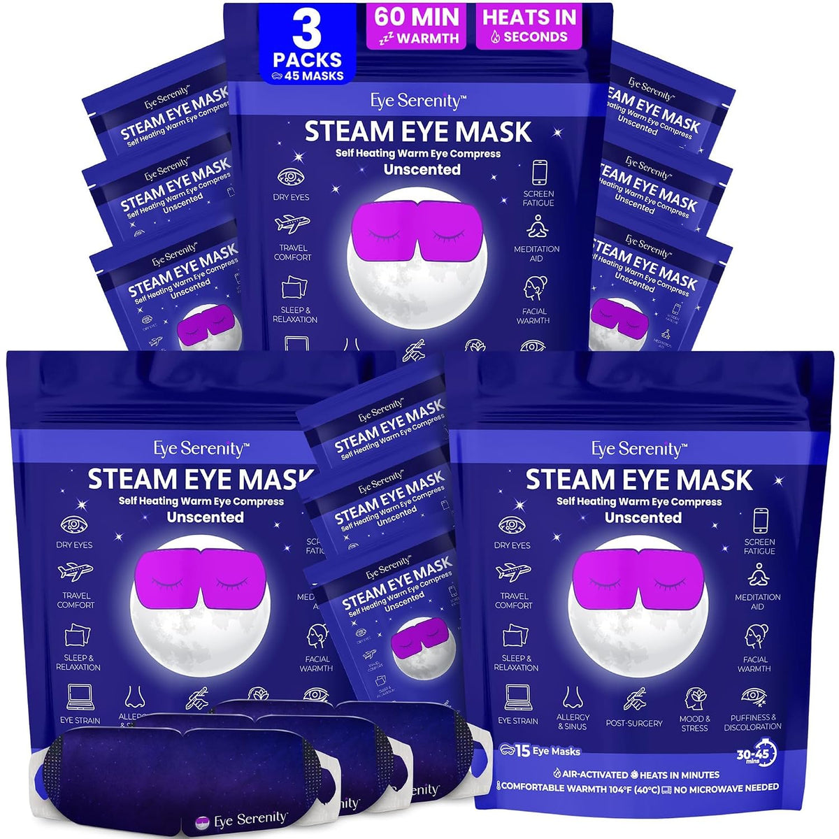 Eye Serenity Steam Eye Mask, Heated Eye Mask Fast Relief for Stye Unscented