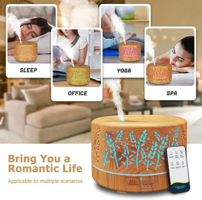 Diffusers for Essential Oils Large Room 600ml,Essential Oil Diffusers for Home with R/C,Cool Mist Humidifier,7 Colors Lights & 3 Mist Mode Waterless Auto Off for Office