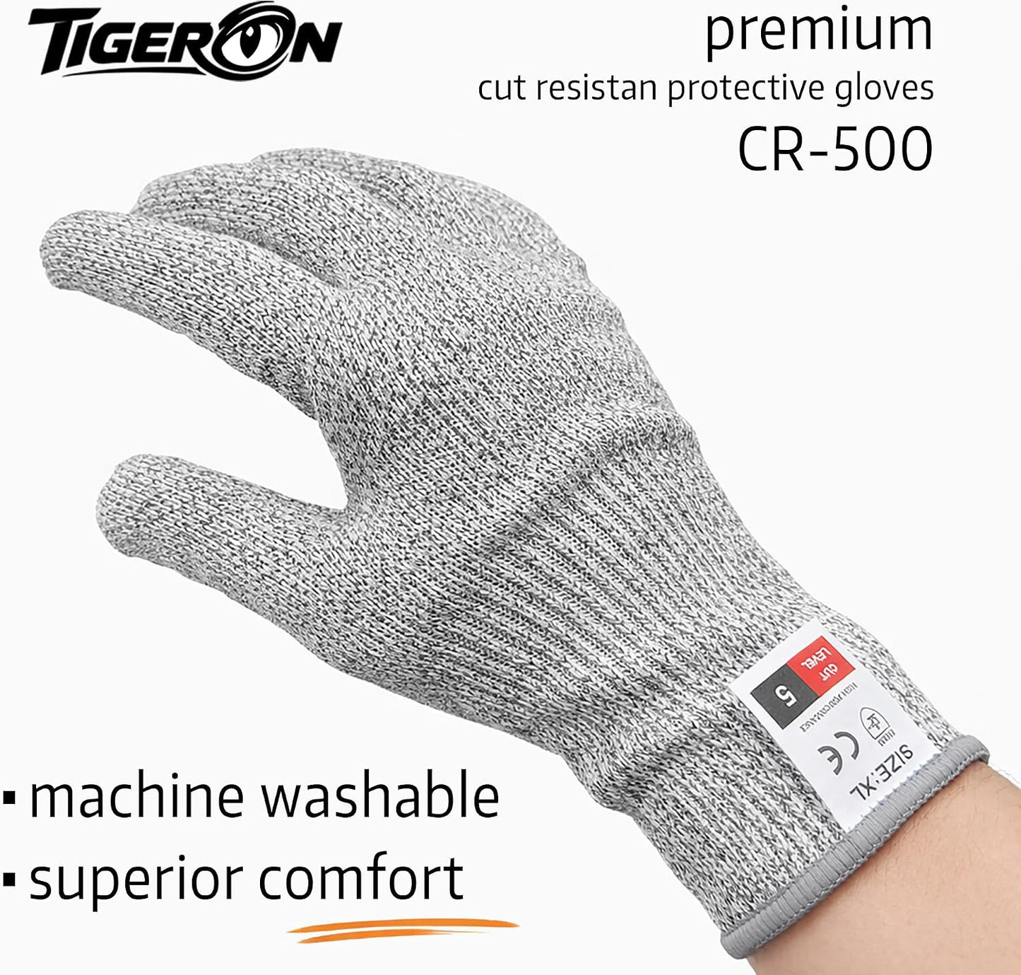 Cut Resistant Gloves, Cut Level 5 Protection, Food Grade Safety Gloves for Kitchen, Butcher, Meat Cutting