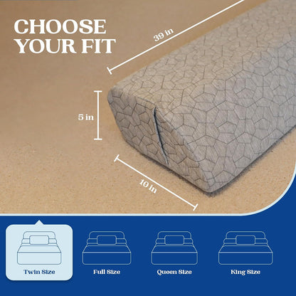 FeelAtHome Twin Bed Gap Filler, 0-8" Adjustable Headboard Wedge Pillow | Premium Foam Mattress Extender Closes The Crevice Between Wall & Bed. Ideal Gap Stopper for College Dorms & Guest Rooms