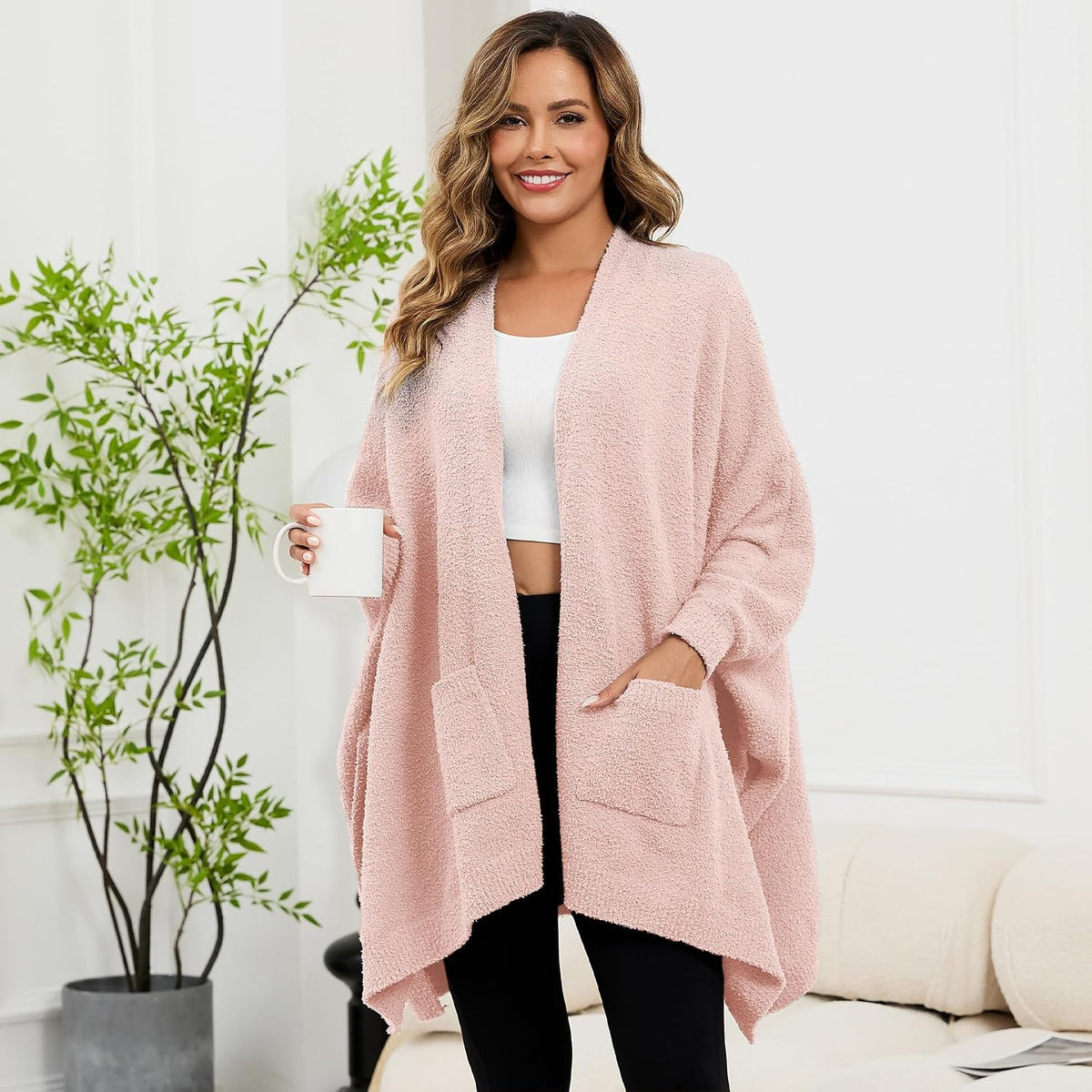 Wearable Blanket Sherpa Poncho Unique Office Work Warm Cozy Shawl TV Throw Blankets, Plush Cape Wrap for Adults