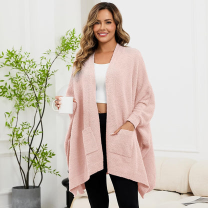 Wearable Blanket Sherpa Poncho Unique Office Work Warm Cozy Shawl TV Throw Blankets, Plush Cape Wrap for Adults