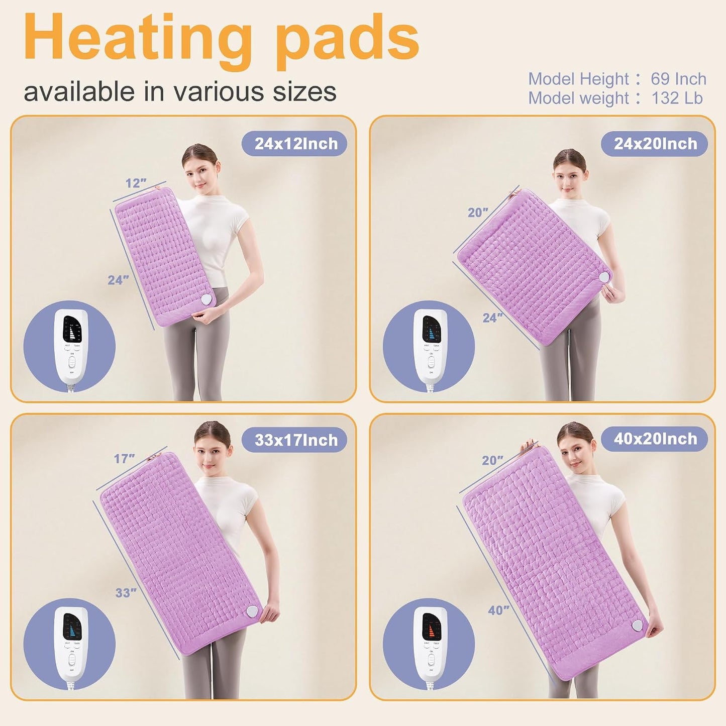 Heating Pad,Heated Blanket,Heating Pad for Back Neck,Grey,24x12 Inch | Electric Heating Pad,Dry/Moist Heat Heating Pads,Heating Pads for Shoulder,Abdomen,Heat Pad for Women Men,Birthday Gift