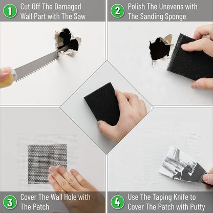 Bates- Drywall Repair Kit, 16 pcs, Aluminum Wall Repair Patch Kit | for Wall Hole Repair, Sanding and Patching